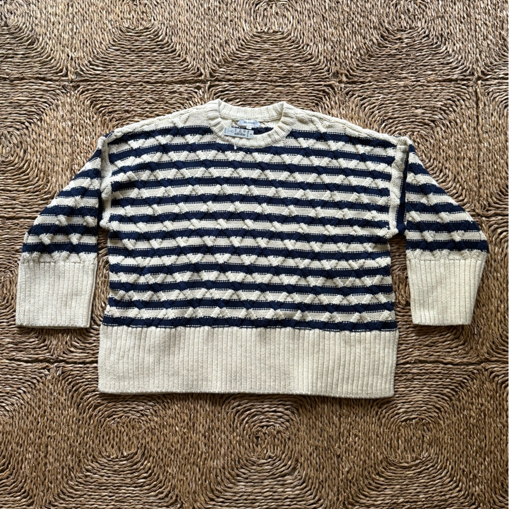 Madewell Navy and Cream Striped Crewneck Sweater NWT